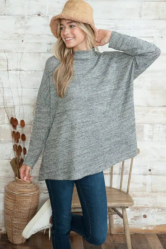 Oversized Lightweight Mock Neck Sweater Tops