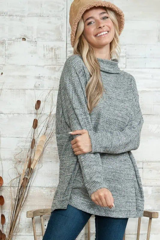 Oversized Lightweight Mock Neck Sweater Tops