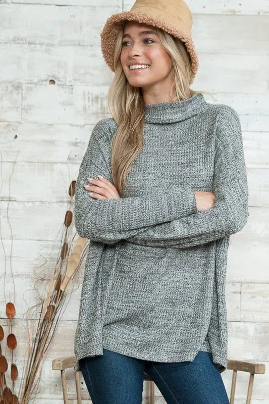 Oversized Lightweight Mock Neck Sweater Tops