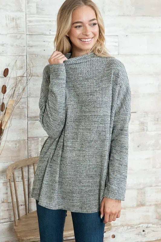 Oversized Lightweight Mock Neck Sweater Tops