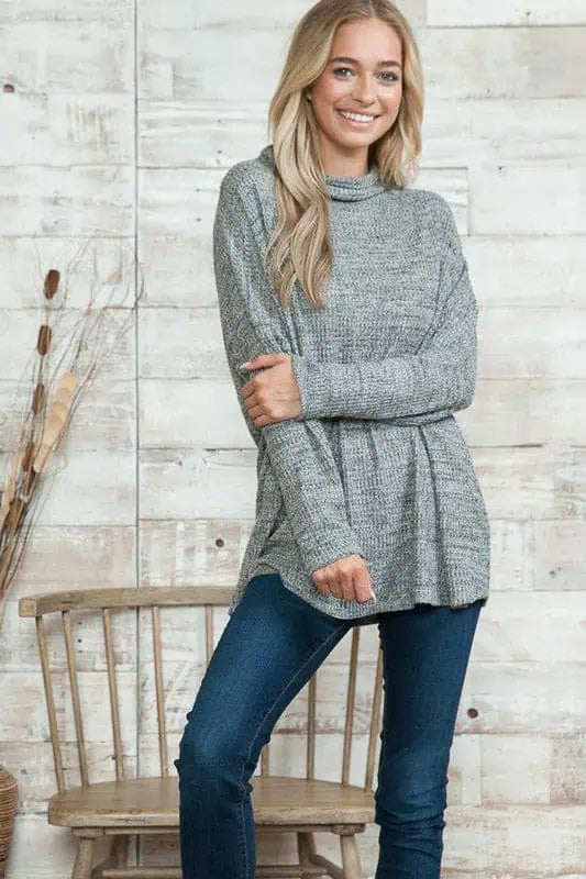 Oversized Lightweight Mock Neck Sweater Tops