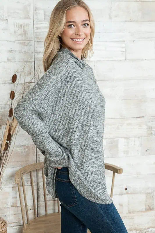 Oversized Lightweight Mock Neck Sweater Tops