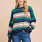 Rainbow Striped Crew Neck Drop Shoulder Sweater - DAVERRI FASHIONS