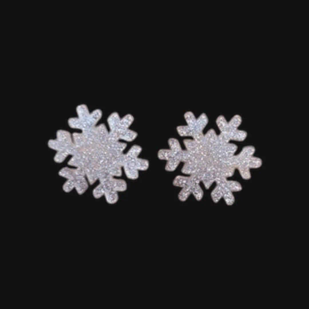 Snowflake Stud Earrings White Glitter OneSize Earrings