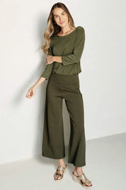 Magic Wide Leg Crop Pants in Olive Bottoms