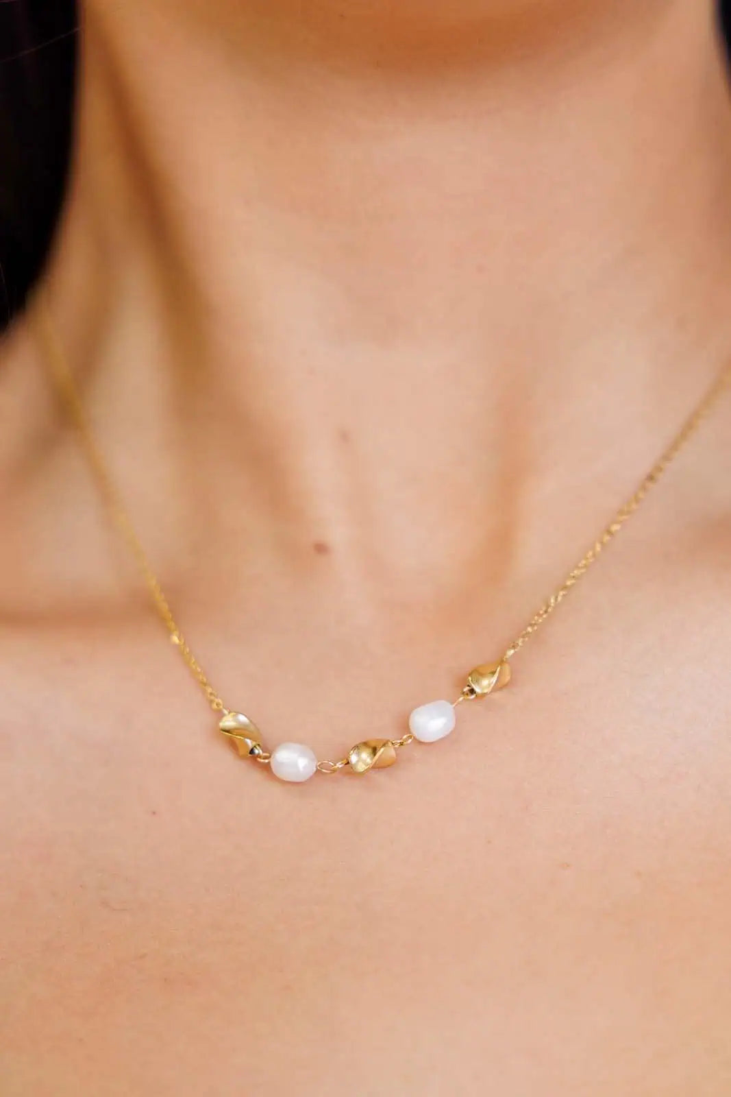 18k Gold Plated Stainless Steel Pearl Necklace Necklaces