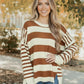 Daverri Fashions Striped Drop Shoulder Sleeve Patchwork Baggy Sweater - DAVERRI FASHIONS