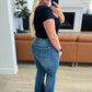Judy Blue High Waist Control Top Frayed Hem Flare Jeans Jeans
