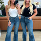 Judy Blue High Waist Control Top Frayed Hem Flare Jeans Jeans