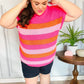 Feeling Bold Fuchsia & Orange Stripe Short Sleeve Dolman Sweater - DAVERRI FASHIONS