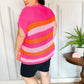 Feeling Bold Fuchsia & Orange Stripe Short Sleeve Dolman Sweater - DAVERRI FASHIONS