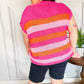 Feeling Bold Fuchsia & Orange Stripe Short Sleeve Dolman Sweater - DAVERRI FASHIONS