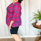 Back To Basics Fuchsia Plaid Notched Neck Babydoll Top - DAVERRI FASHIONS