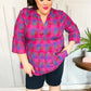 Back To Basics Fuchsia Plaid Notched Neck Babydoll Top - DAVERRI FASHIONS