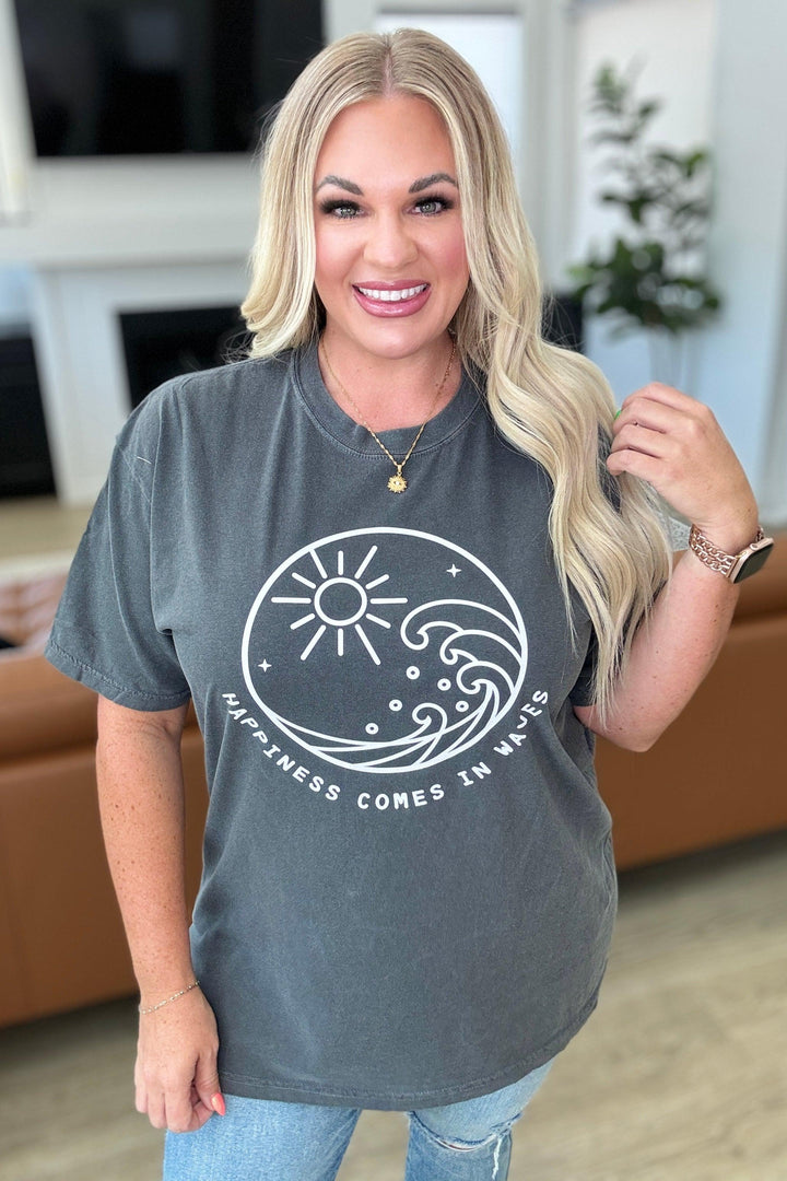 Happiness Comes in Waves Tee Tops
