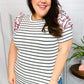 Get To It Ivory & Pink Merrow Stitch Ruffle Sleeve Stripe Top - DAVERRI FASHIONS