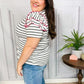 Get To It Ivory & Pink Merrow Stitch Ruffle Sleeve Stripe Top - DAVERRI FASHIONS