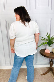 Stand Out White Crinkle Textured Woven Puff Sleeve Top | Daverri Fashions