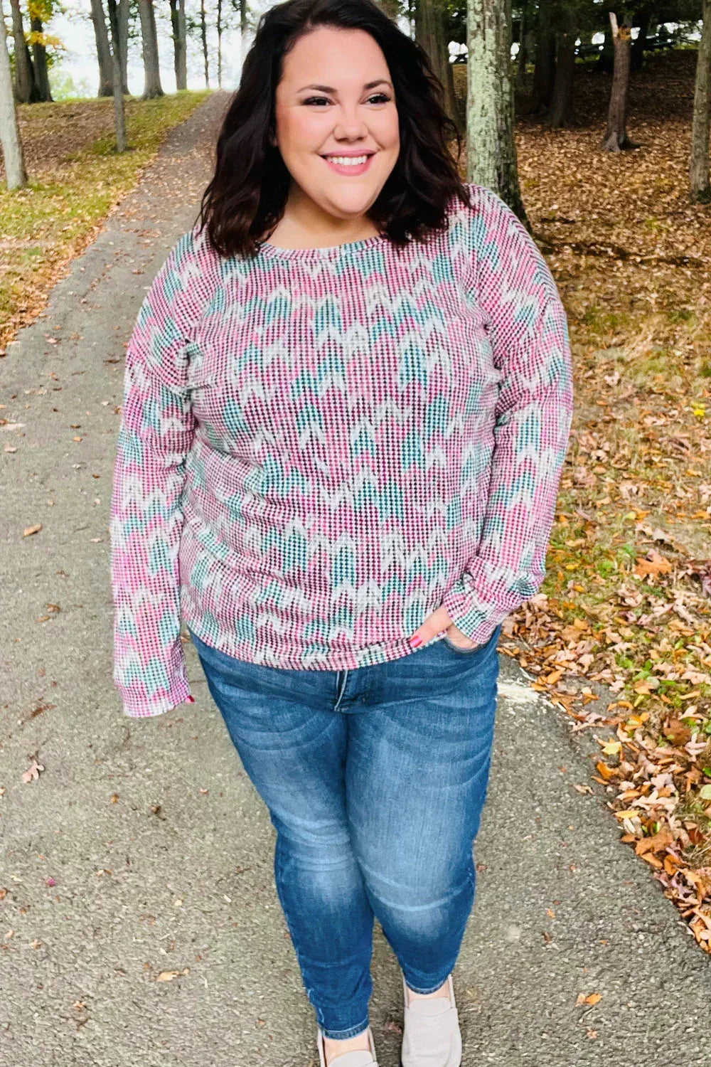 Magenta & Teal Vintage Two Tone Knit Top - DAVERRI FASHIONS