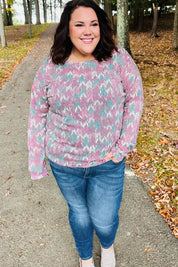 Magenta & Teal Vintage Two Tone Knit Top - DAVERRI FASHIONS