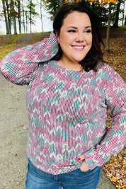 Magenta & Teal Vintage Two Tone Knit Top - DAVERRI FASHIONS