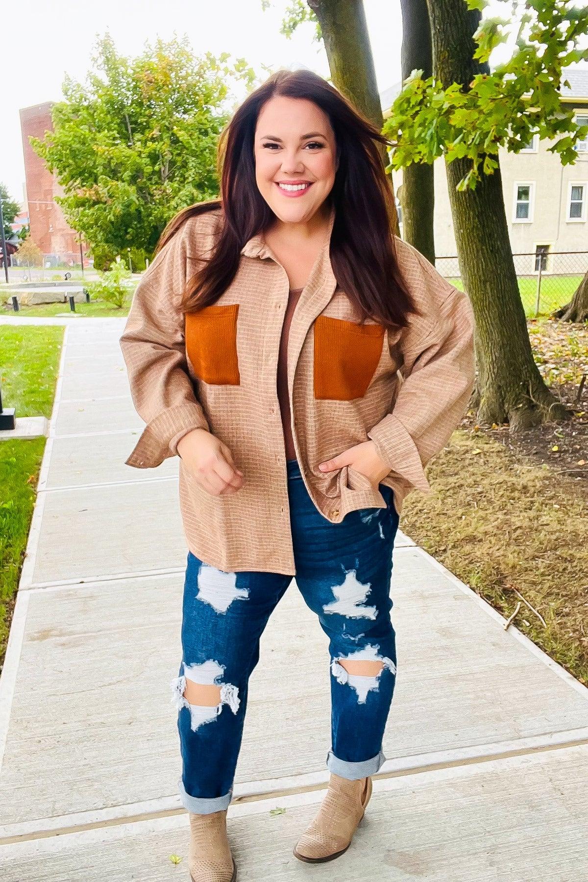 Start Your Day Rust Flannel Plaid Oversized Shacket | 2024 Blow-Out Sale Daverri Fashions