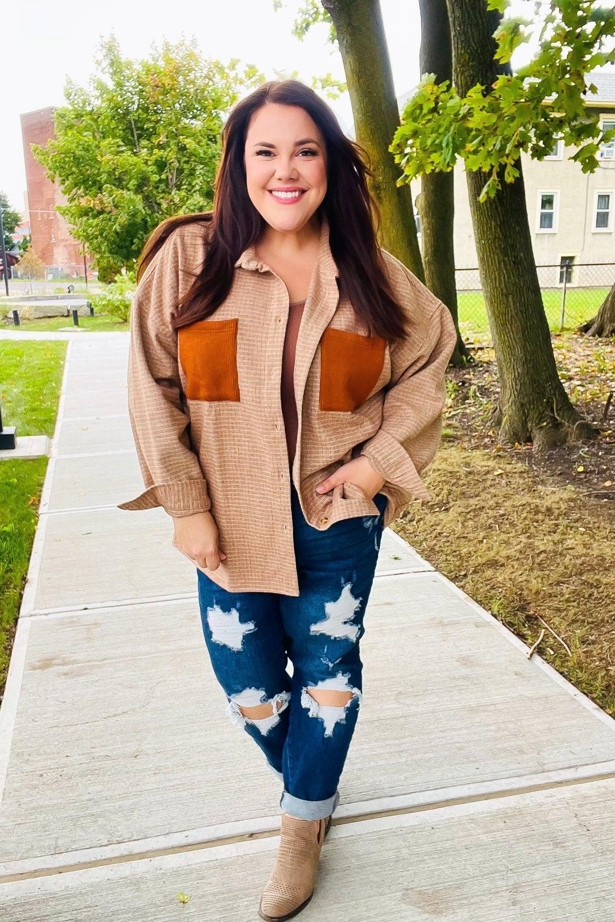 Start Your Day Rust Flannel Plaid Oversized Shacket - DAVERRI FASHIONS