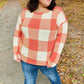 Rust Checker Plaid French Terry Top - DAVERRI FASHIONS