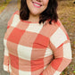 Rust Checker Plaid French Terry Top - DAVERRI FASHIONS