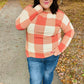Rust Checker Plaid French Terry Top - DAVERRI FASHIONS