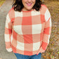 Rust Checker Plaid French Terry Top - DAVERRI FASHIONS