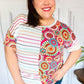 Always Fun Ivory & Fuchsia Stripe and Crochet Print Top - DAVERRI FASHIONS