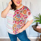 Always Fun Ivory & Fuchsia Stripe and Crochet Print Top - DAVERRI FASHIONS