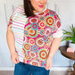 Always Fun Ivory & Fuchsia Stripe and Crochet Print Top - DAVERRI FASHIONS