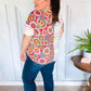 Always Fun Ivory & Fuchsia Stripe and Crochet Print Top - DAVERRI FASHIONS