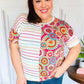 Always Fun Ivory & Fuchsia Stripe and Crochet Print Top - DAVERRI FASHIONS