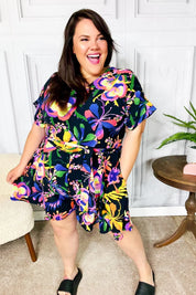 Live For Today Black Floral Surplice Woven Romper | 07-01-25 Summer Sale Daverri Fashions