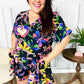 Live For Today Black Floral Surplice Woven Romper - DAVERRI FASHIONS