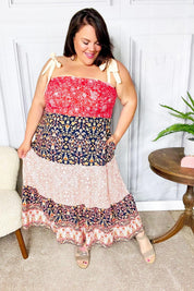 Vacay Vibes Orange Floral Smocked Tube Top Tiered Maxi Dress | 07-01-25 Summer Sale Daverri Fashions