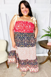 Vacay Vibes Orange Floral Smocked Tube Top Tiered Maxi Dress | 07-01-25 Summer Sale Daverri Fashions
