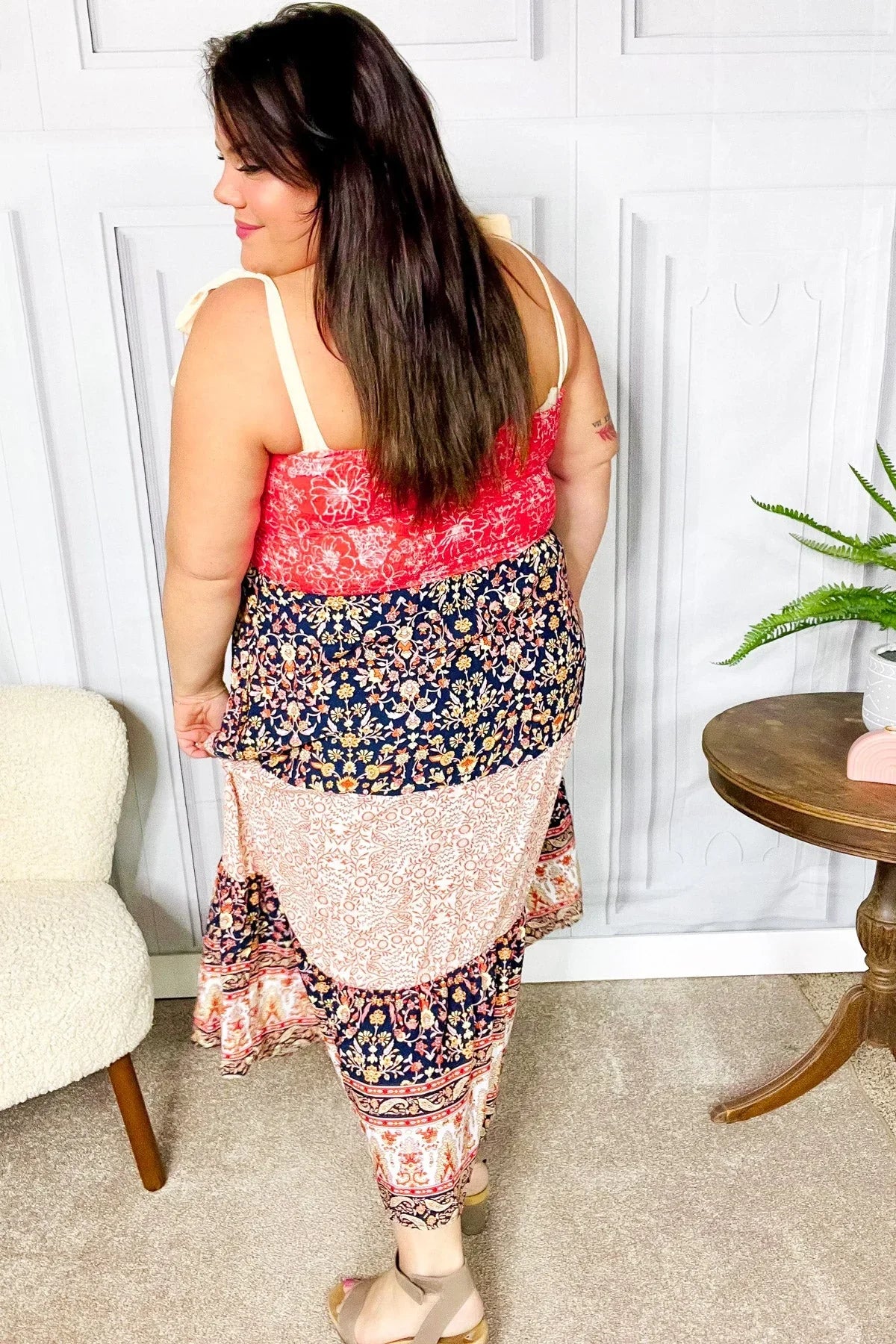 Vacay Vibes Orange Floral Smocked Tube Top Tiered Maxi Dress | 07-01-25 Summer Sale Daverri Fashions