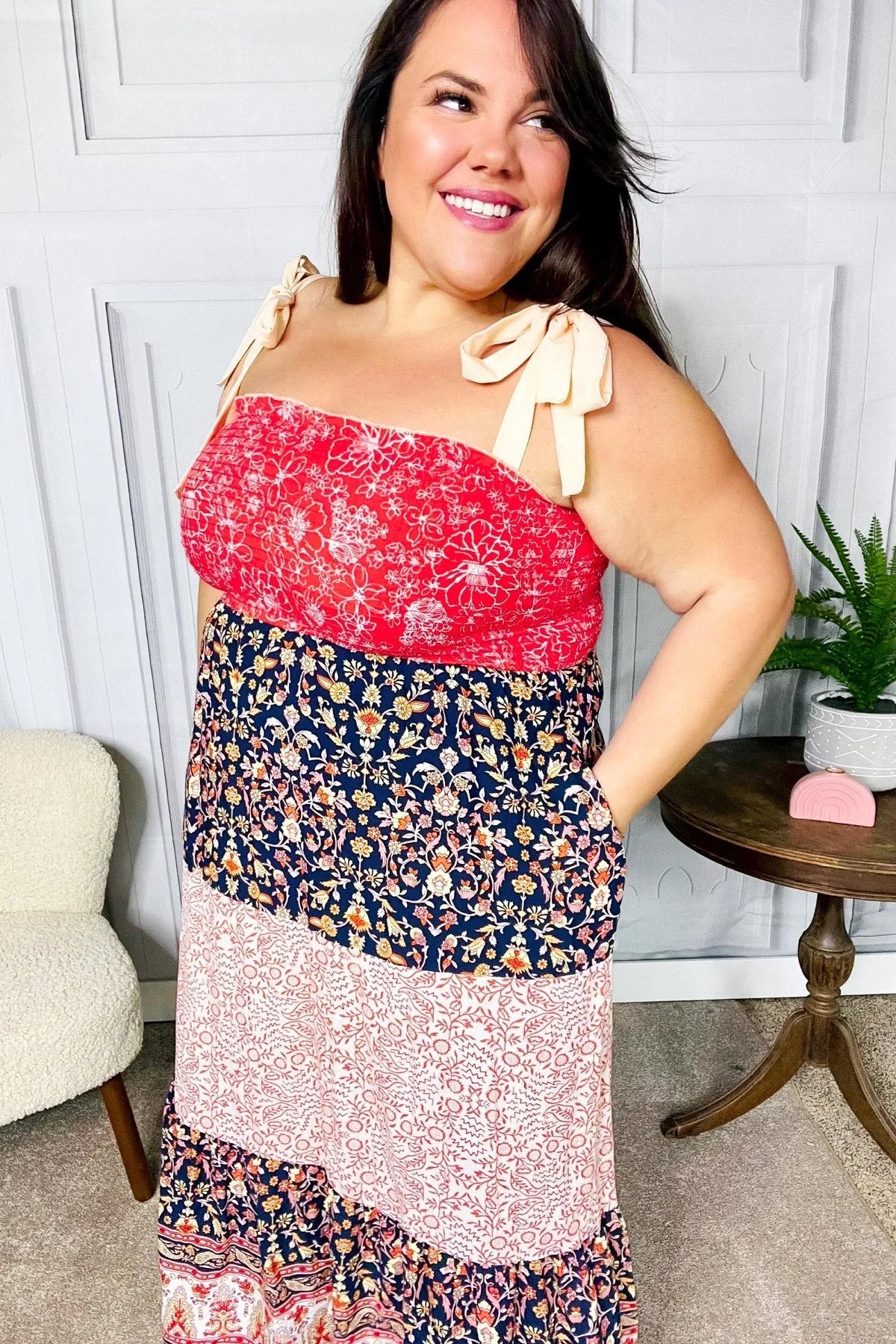 Vacay Vibes Orange Floral Smocked Tube Top Tiered Maxi Dress | 07-01-25 Summer Sale Daverri Fashions
