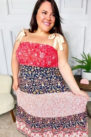 Vacay Vibes Orange Floral Smocked Tube Top Tiered Maxi Dress | 07-01-25 Summer Sale Daverri Fashions