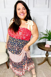 Vacay Vibes Orange Floral Smocked Tube Top Tiered Maxi Dress | 07-01-25 Summer Sale Daverri Fashions