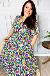All For You Navy Multicolor Abstract Print Smocked Waist Maxi Dress | Daverri Fashions