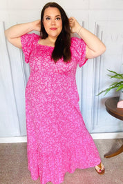 Perfectly You Fuchsia Ditzy Floral Fit & Flare Maxi Dress | Daverri Fashions