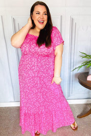 Perfectly You Fuchsia Ditzy Floral Fit & Flare Maxi Dress | Daverri Fashions