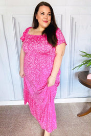 Perfectly You Fuchsia Ditzy Floral Fit & Flare Maxi Dress | Daverri Fashions
