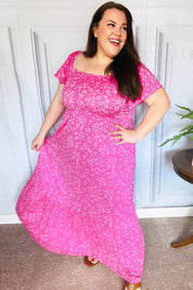 Perfectly You Fuchsia Ditzy Floral Fit & Flare Maxi Dress | Daverri Fashions
