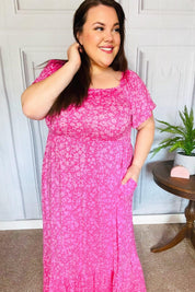 Perfectly You Fuchsia Ditzy Floral Fit & Flare Maxi Dress | Daverri Fashions